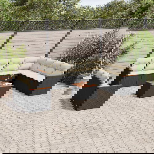 vidaXL 10-dijelni set vrtnih sofa s jastucima crni od poliratana Cijene