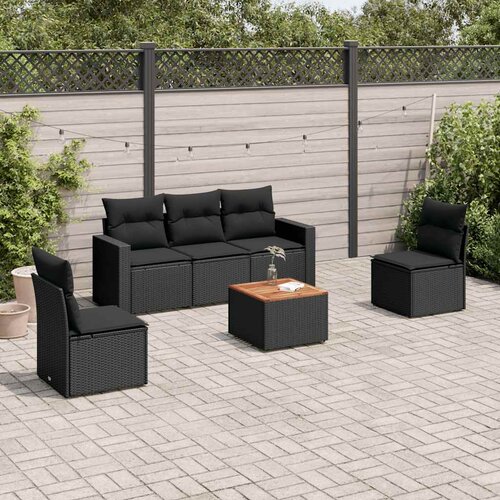  6-dijelni set vrtnih sofa s jastucima crni od poliratana Crna 66 x 62 x 69 cm Cene