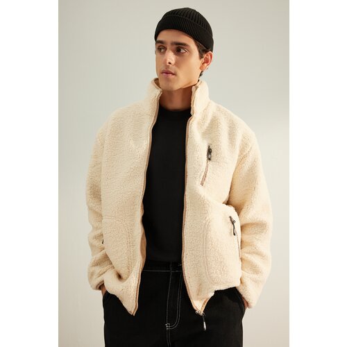 Trendyol Limited Edition Ecru Men's Regular Fit Welsoft Plush Winter Coat Slike
