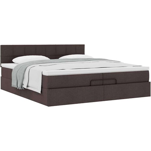 VidaXL otomanski krevet s madracem tamnosmeđi 200x200 cm tkanine Slike