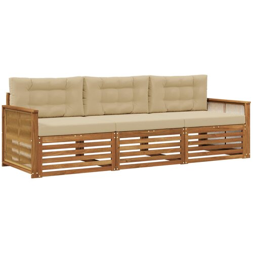 vidaXL Zunanja garnitura za sedenje z blazino 3 pcs Naravna in bež, (5000280097) Cene