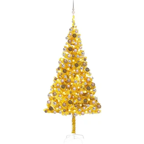 Novoletna jelka z LED lučkami in bučkami zlata 210 cm PET