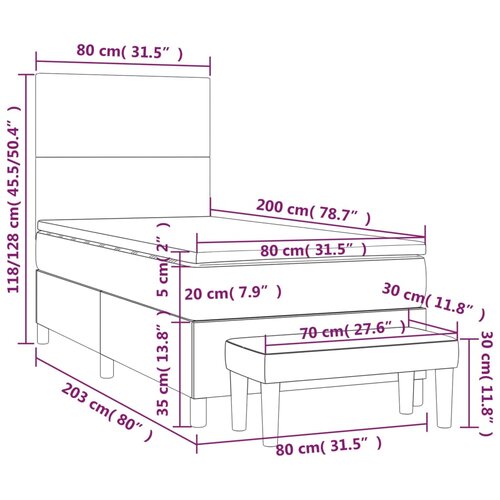  Krevet s oprugama i madracem bijeli 80 x 200 cm od umjetne kože Slike