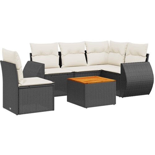 Maison Chic Seti vrtnega pohištva - Vrtna garnitura - Vrtni pohištvo set 6-delna z blazinami črna poli ratan, (21807895) Cene