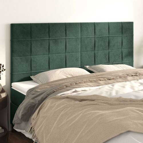  Posteljno vzglavje 4 kosa temno zelen 80x5x78/88 cm žamet, (20953547) Slike