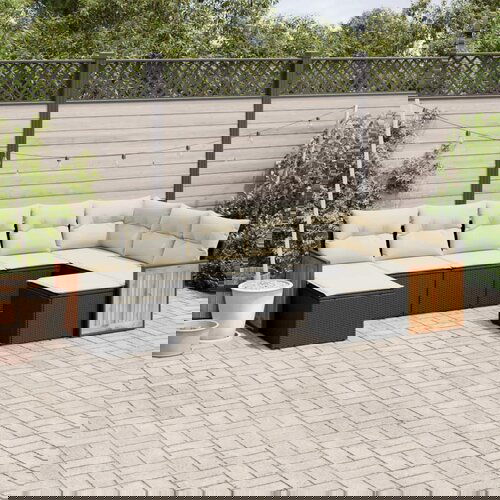 vidaXL Vrtna sedežna garnitura 9-delna z blazinami črn poli ratan Cene