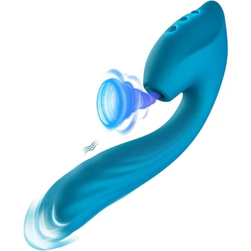 Vibeconnect - vodoodporen vibrator za točko G in stimulator klitorisa (modri)