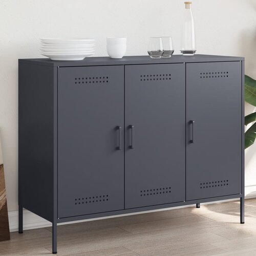 VidaXL Komoda antracit 100,5x39x79 cm od hladno valjanog čelika Slike