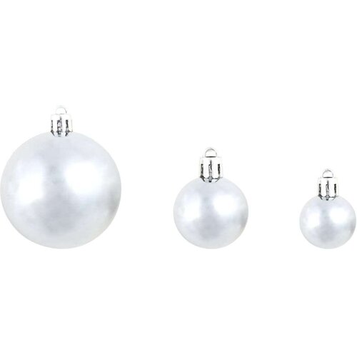 VidaXL set božićnih kuglica 100 komada 3/4/6 cm bijeli/sivi Slike