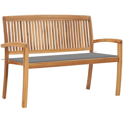  Složiva vrtna klupa s jastukom 128,5 cm od masovne tikovine Siva 120 cm Slike