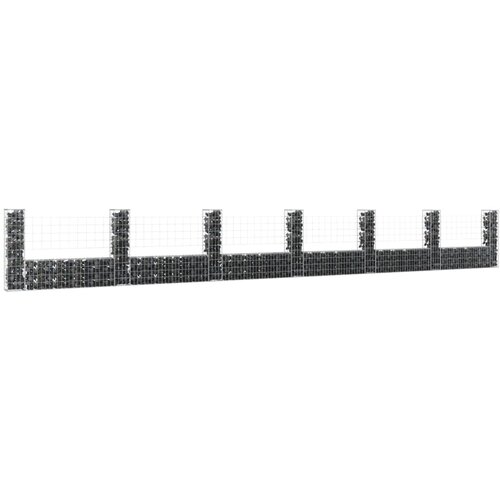 vidaXL Gabionska košara U-oblika sa 7 stupova 740x20x100 cm željezna Cijene