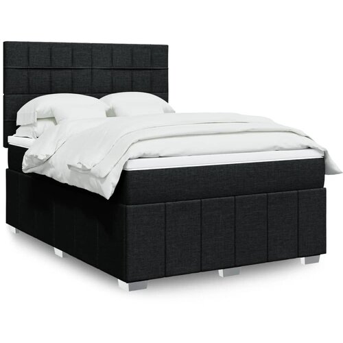VidaXL Krevet s oprugama i madracem crni 140 x 190 cm od tkanine Slike