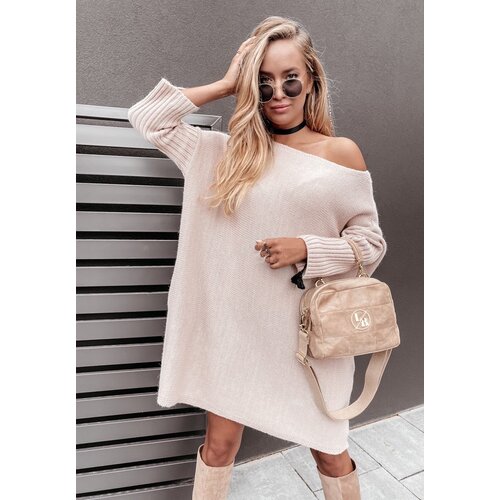 Beloved Locket oversized pulover obleka bež Cene