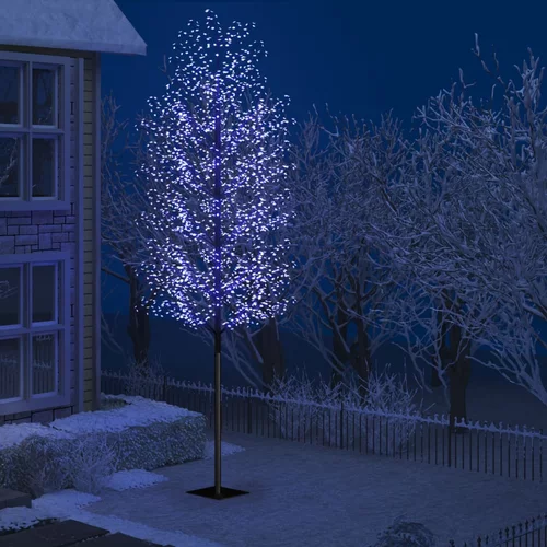 vidaXL Božično drevesce 2000 LED lučk modri češnjevi cvetovi 500 cm