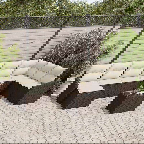  Vrtna garnitura - 7-dijelni vrtni blagovaonski set s jastučićima sivi poli ratan Cijene