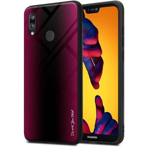 Cadorabo Ohi&scaron;je, združljiv s Huawei - Stripe Optics v Crimson Pink - Za&scaron;čitni pokrov iz silikona TPU in hrbta iz kaljenega stekla, (20579076) Cene