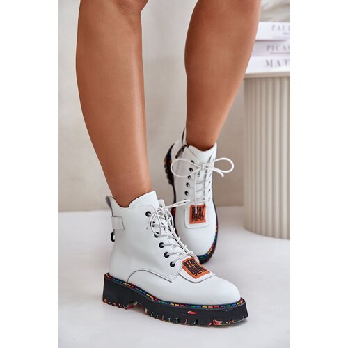 Kesi Women&amp;#039;s Leather Ankle Boots Zipper Artiker White Slike