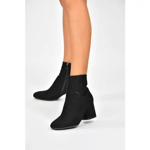 Fox Shoes Women's Black Suede Thick Heeled Boots
