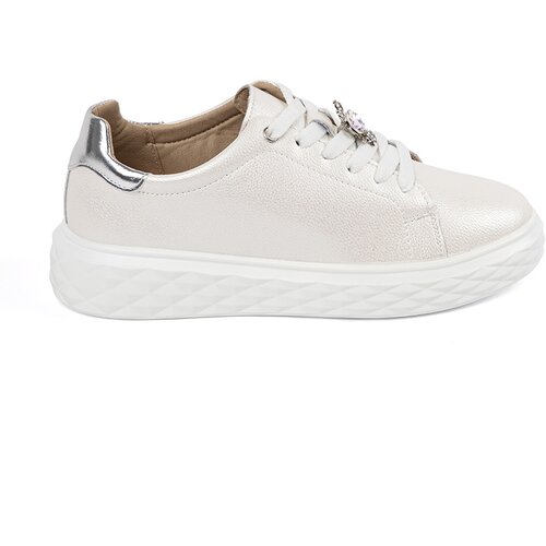 Sergio Leone White and silver sneakers with a leather pin by Cene