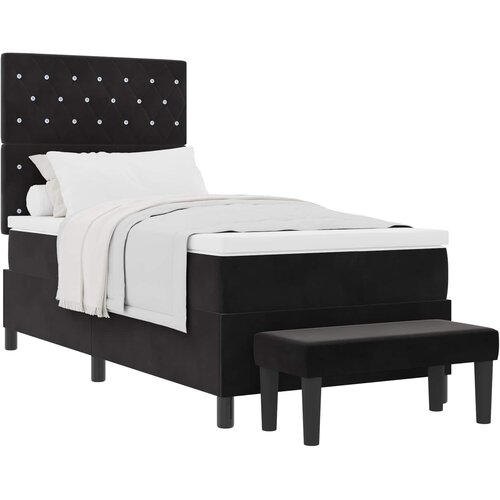 VidaXL Postelja z vzmetnico z vzmetnico Črna 100 x 200 cm Žamet, (5000128505) Slike
