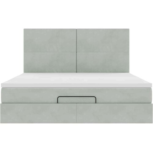 VidaXL okvir kreveta s madracima svijetlosivi 200x200cm bar&amp;scaron;unasti Slike