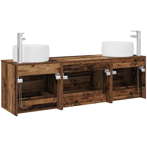  Set namje&amp;scaron;taja za kupaonicu 3 kom. Staro drvo Smeđa 49.5 x 44.5 x 66 cm Slike