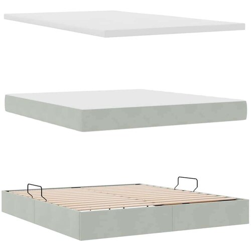  Krevet S LED lampica Svijetlo siva 160 x 200 cm Bar&amp;scaron;un Slike