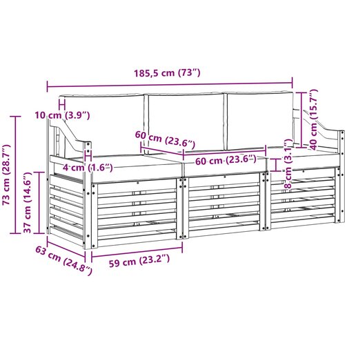  Set vanjskih sofa 3 kom. Bijela i bež Poliester Slike