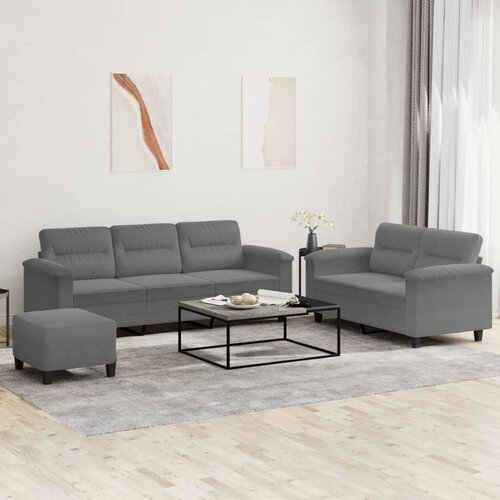 VidaXL 3-dijelni set sofa s jastucima tamnosivi od mikrovlakana Slike