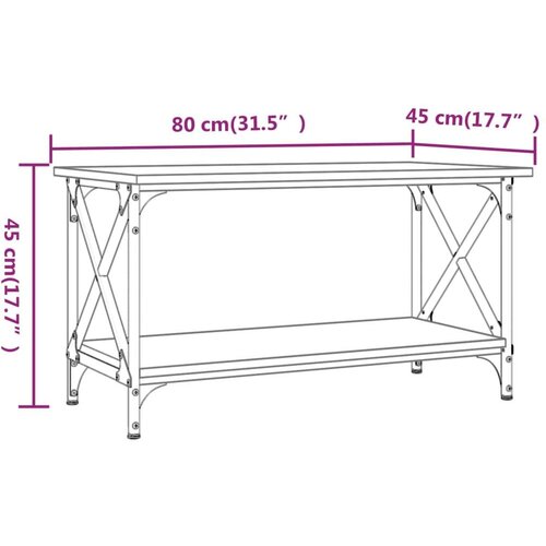 vidaXL Klubska mizica siva sonoma 80x45x45 cm inženirski les in železo Cene