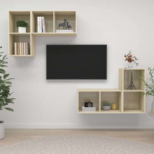 TV Zidni ormarići 4 kom boja hrasta sonome od iverice Slike