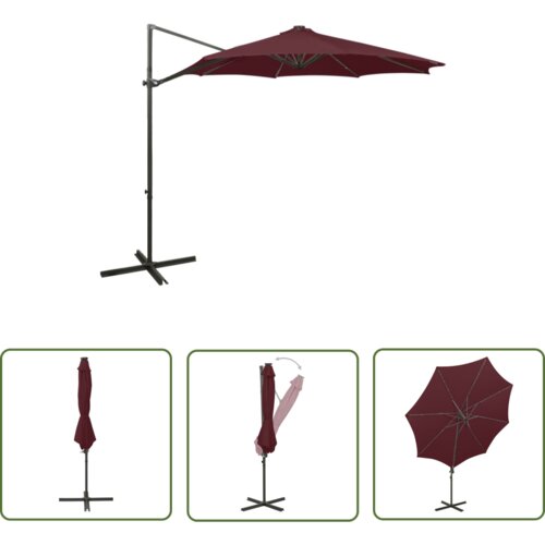  The Living Store Vrtni senčnik z LED lučkami bordo rdeč 300 cm - Previsni Senčnik, (21743046) Slike