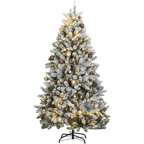  Umjetno božićno drvce 300 LED sa šarkama i kuglicama 180 cm