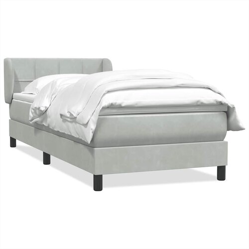 vidaXL Box spring postelja z vzmetnico svetlo siv 90x220 cm žamet, (21793069) Cene