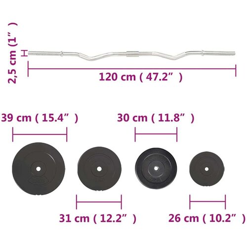 VidaXL Zavita palica z utežmi 90 kg Slike