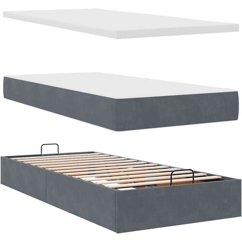 vidaXL Otomanski posteljni okvir z vzmetnicami siv 160x200 cm žamet, (21609553) Cene