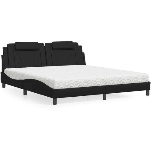  Krevet s madracem crni 180 x 200 cm od umjetne kože Slike