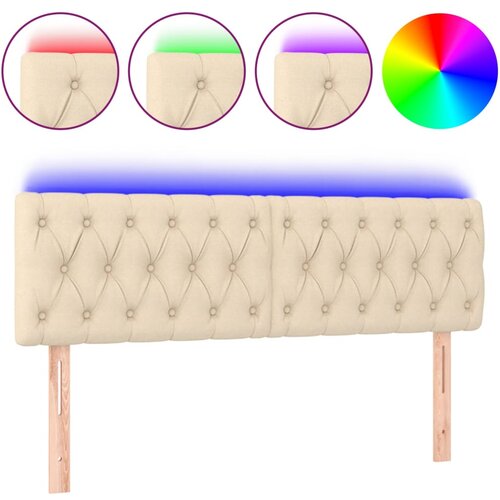  LED uzglavlje krem 144 x 7 x 78/88 cm od tkanine Slike
