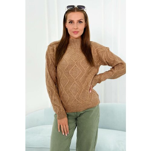 Kesi Sweater with decorative Camel fabric Slike