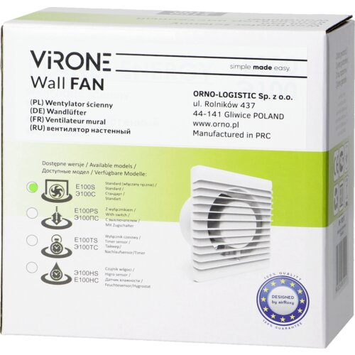 VIRONE BF-100/PS Ugradbeni Ventilator za ventilaciju Slike