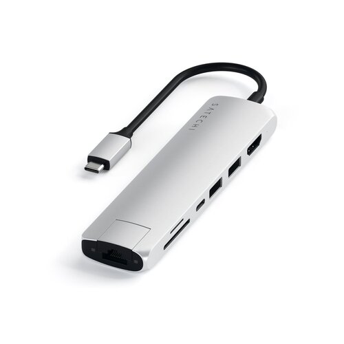 Satechi Adapter USB-C Slim Multi-port sa Ethernetom, Srebrni Slike
