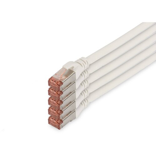 Digitus DK-1644-100-WH-5 RJ45 omrežni kabel CAT6 S/FTP 10 m bela za&scaron;čita iz folije, skupna za&scaron;čita, za&scaron;čiten, brez halogena, Simplex, dvojno oklopljen, (20417383) Cene