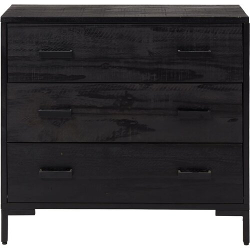  Ladičar crni 75 x 35 x 70 cm od masivne borovine Slike
