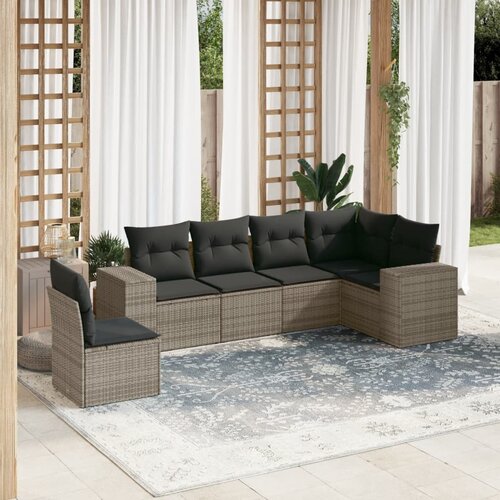 vidaXL 6-dijelni set vrtnih sofa od poliratana s jastucima sivi Cijene