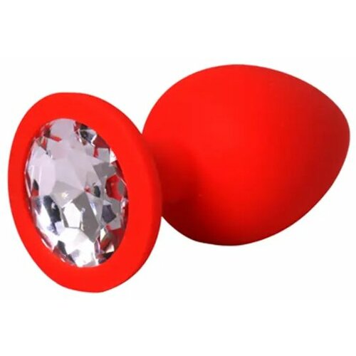 srednji crveni silikonski analni dildo sa dijamantom Slike