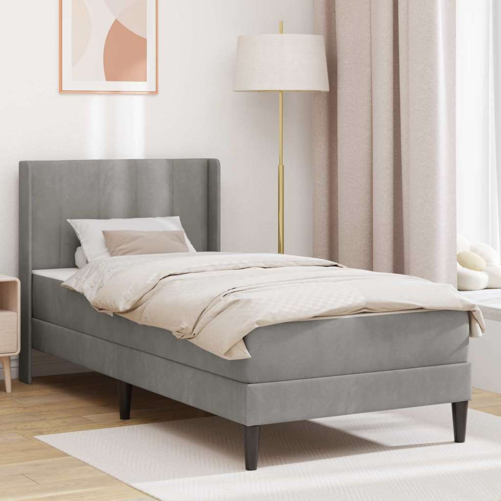  Okvir kreveta s madracem 2 pcs Svijetlo siva Baršun - Svjetlosiva 100 x 200 cm Cene