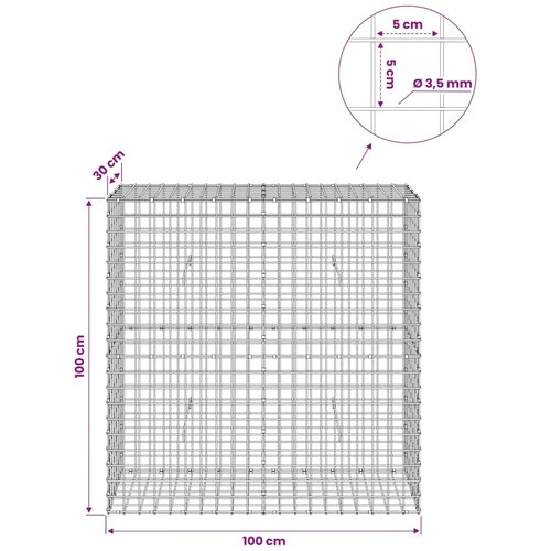  Gabion s žicom debljine 3 5 mm i mrežom 5x5 cm 100x30x100 cm - 30 cm 100 cm 100 cm Slike