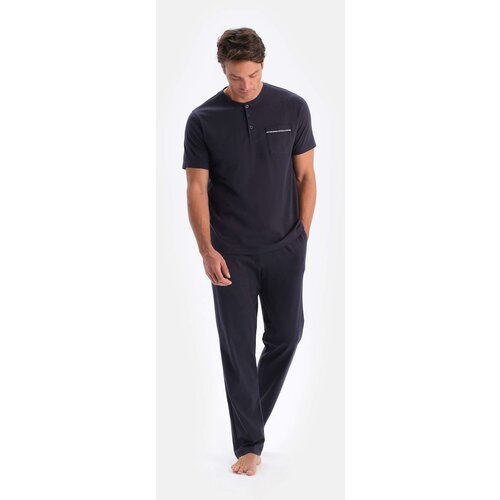 Dagi Navy Blue Half Pop Short Sleeve Single Jersey Pajamas Set Cene