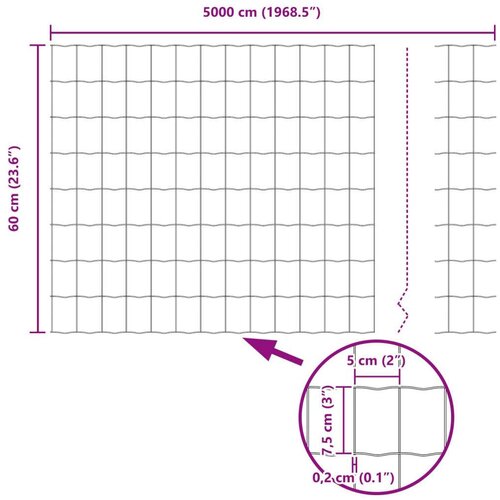VidaXL Euro Ograda Siva 0.6x50 m Čelik Slike