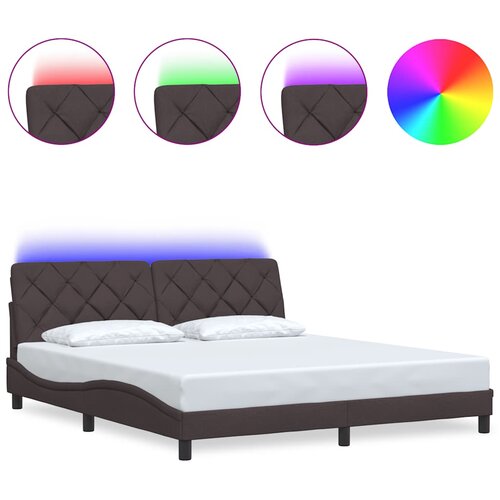 Maison Chic Posteljni okvir - Dvoposteljna postelja - Zakonska postelja z LED brez vzmetnice temno rjav 180x200cm blago, (21697087) Cene